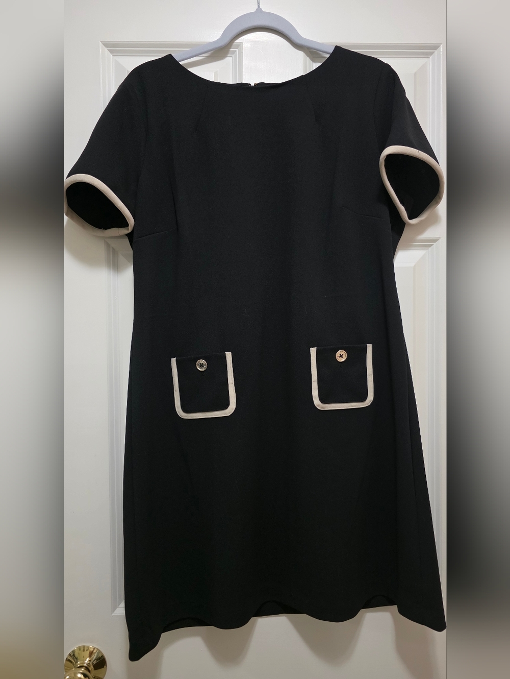 Tommy Hilfiger Classic Black Shift Dress with Cream Trim